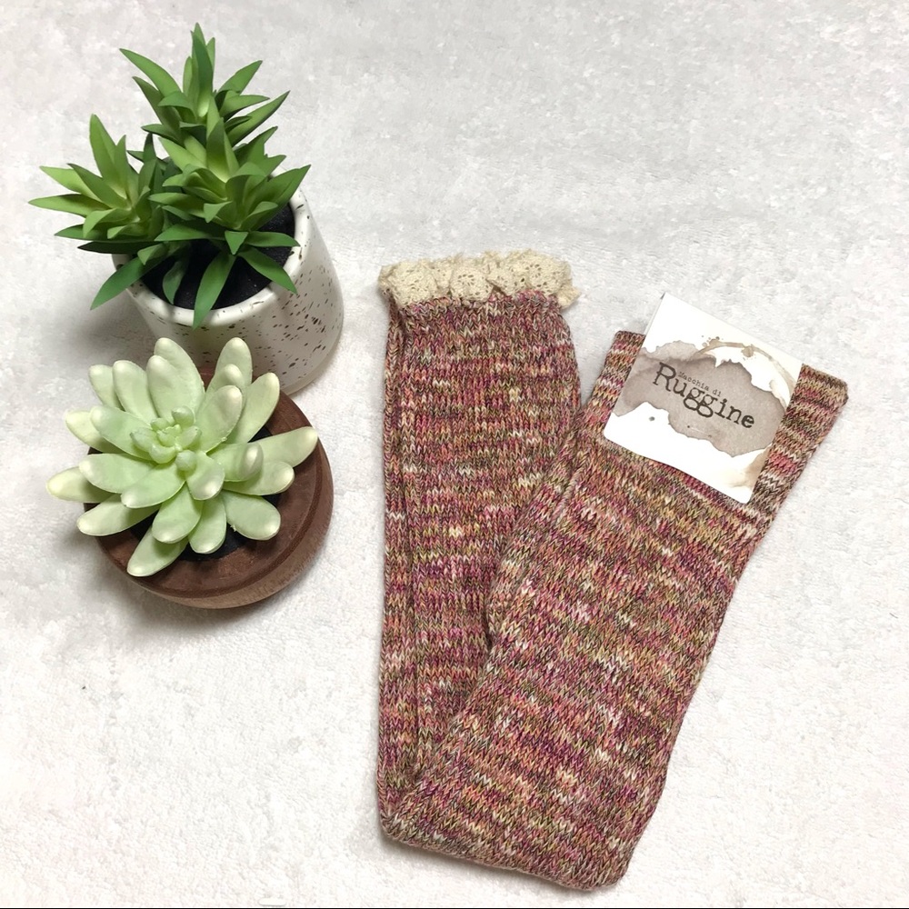 2 PAIRS Multicolored Ribbed Over the Knee Socks with Lace Top - Picture 8 of 10